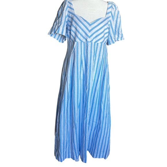 Blue Striped Midi Dress- Sz 8 - Picture 16 of 16